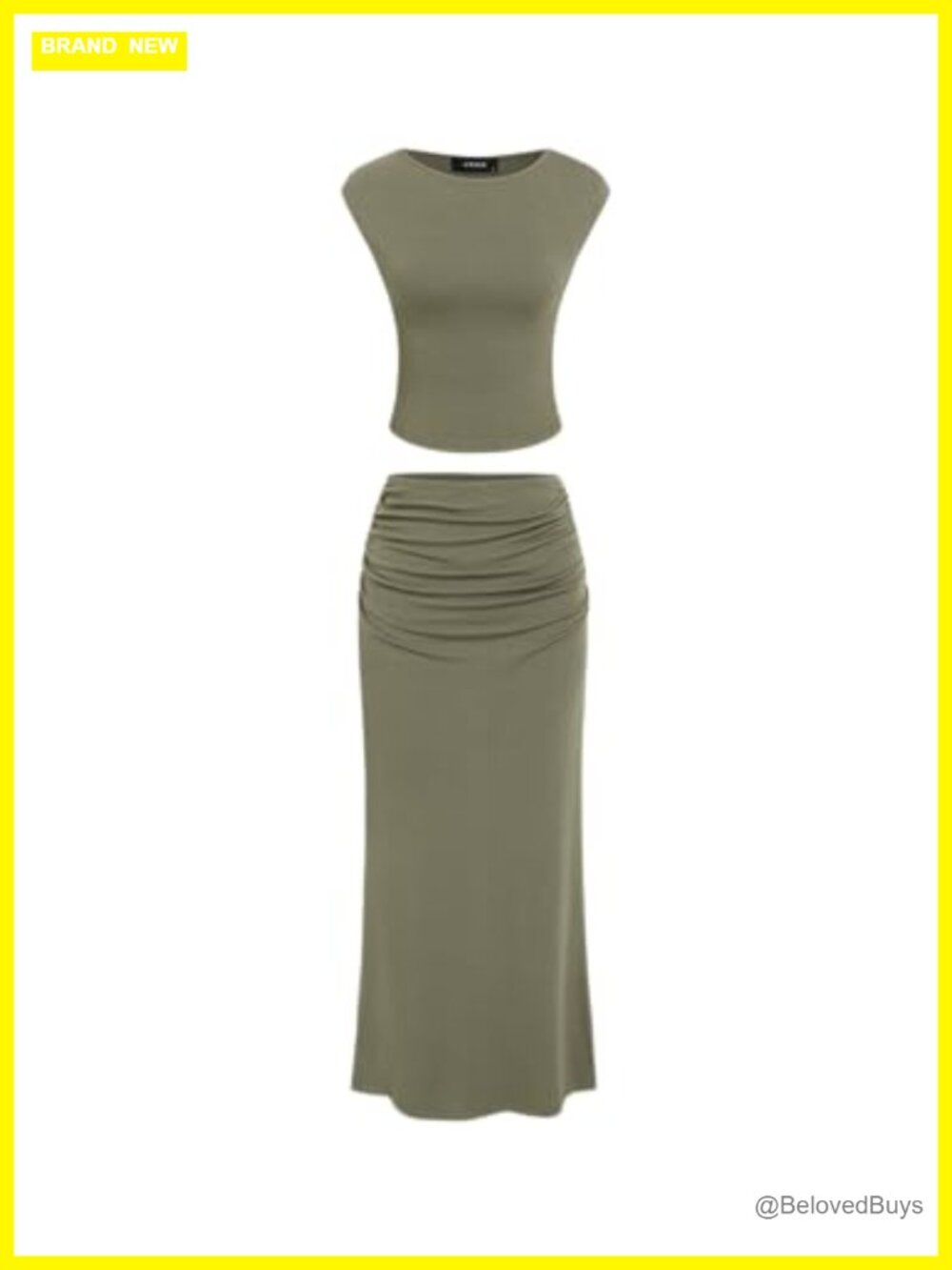 CIDER Women's 2-Piece Tank Top and Ruched Bodycon Maxi Skirt Set